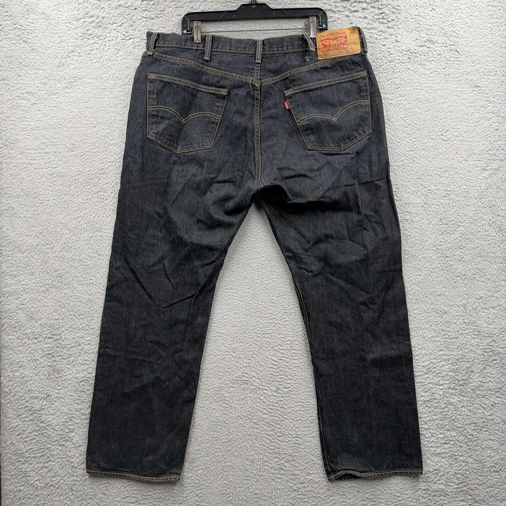Levis 501XX Jeans Mens 42x32 Black White Oak Cone Denim Button Fly Dark Wash